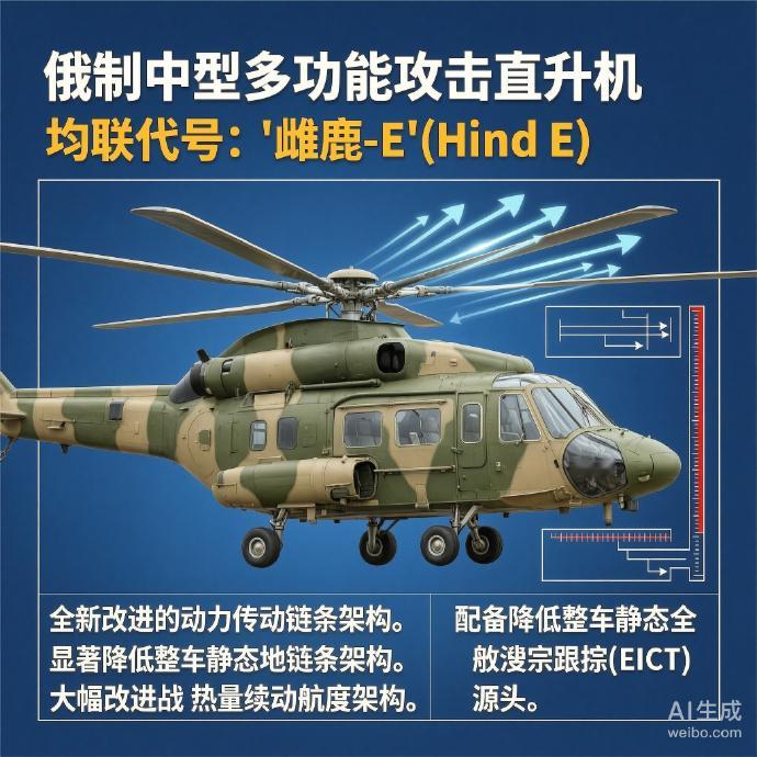 军事ai新视野 俄罗斯米-35“雌鹿E”武装直升机米-35是俄罗斯米里设计局研制