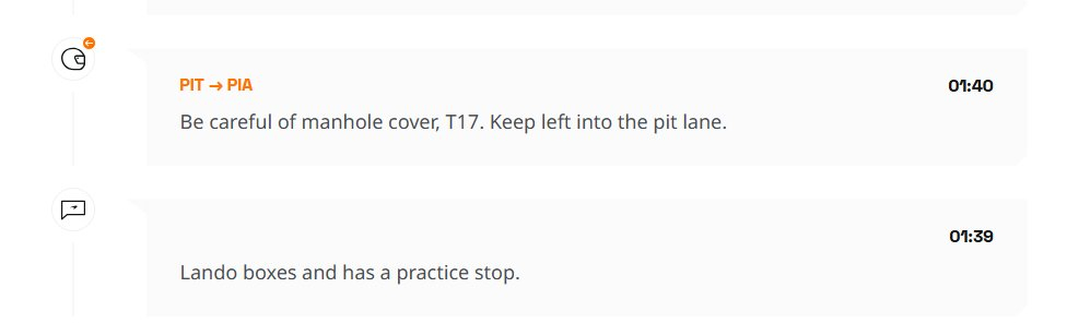 工程师提醒皮亚斯特里小心17号弯的井盖这可能是二练出红旗的原因