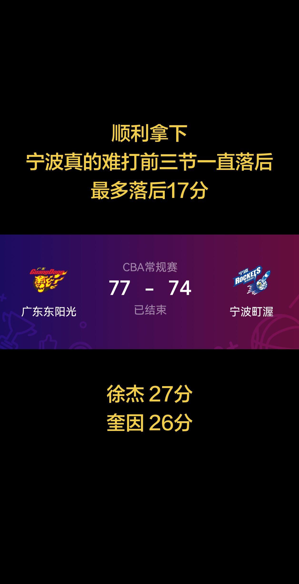 为啥每次打宁波都那么艰难，前三节一直被压制，最多落后17分，在第四节崔永熙上演各