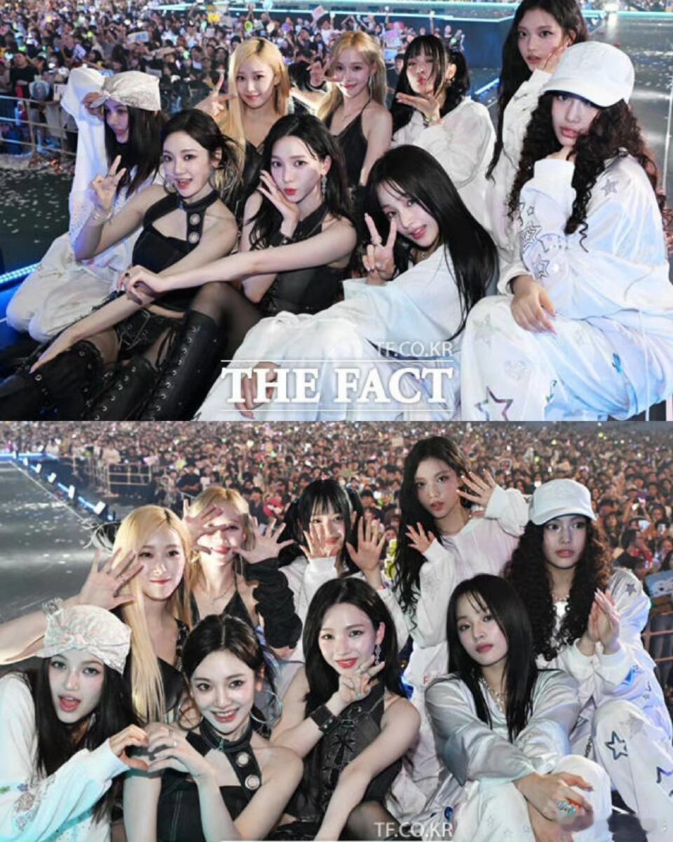 我嘞个去。梦幻联动！#aespa和newjeans一起合影了# ​​​