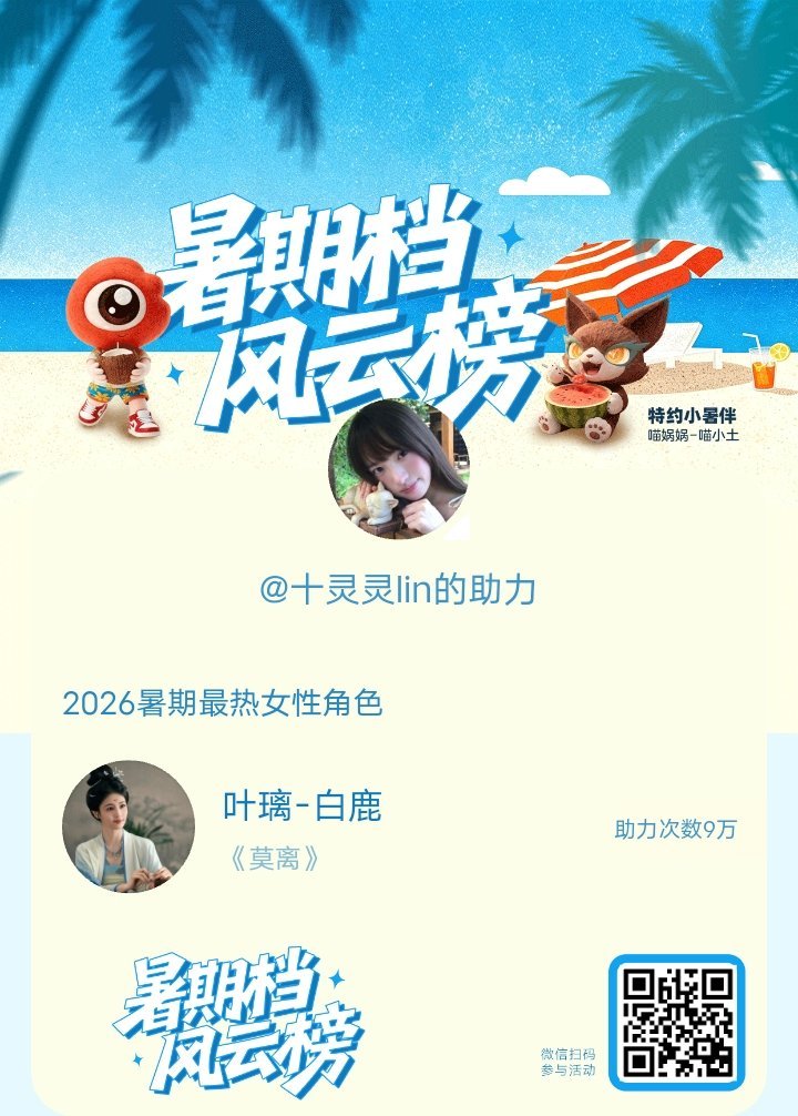 【暑期档风云榜】活动进行中，快来助力她成为今夏最热！2026暑期最热女性角色 暑