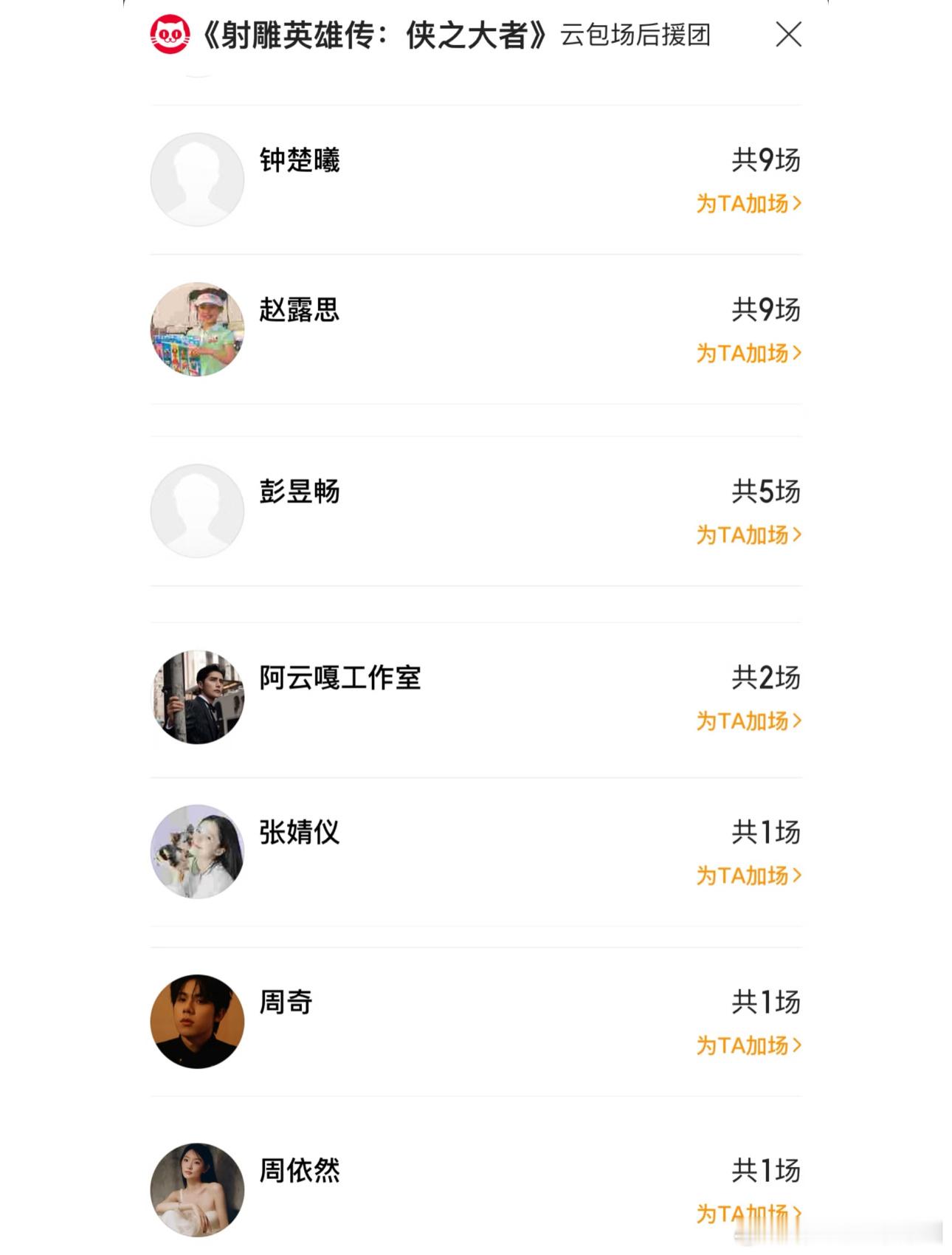 包场《射雕英雄传：侠之大者》的明星们 