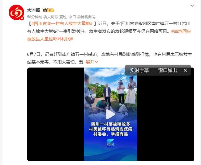 这到底是放生还是放毒啊？至少有14个白色网袋里装满了蛇，村民因一条6斤多重的大蛇