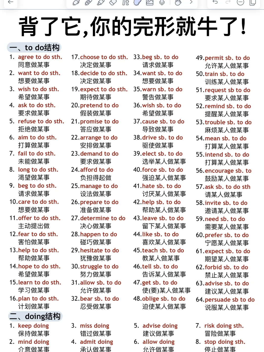 7天背完！英语完型结构短语！啃透轻松130+