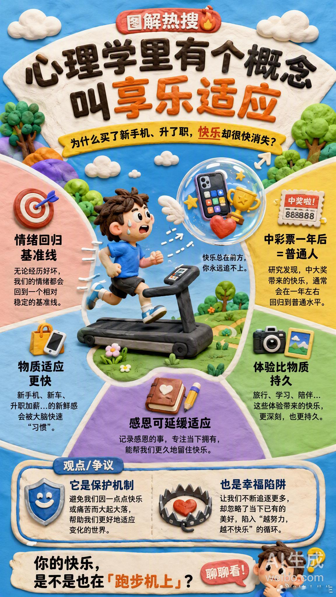 心理学里有个概念叫享乐适应你有没有发现：买了新手机，兴奋感撑不过一个月；升职加薪