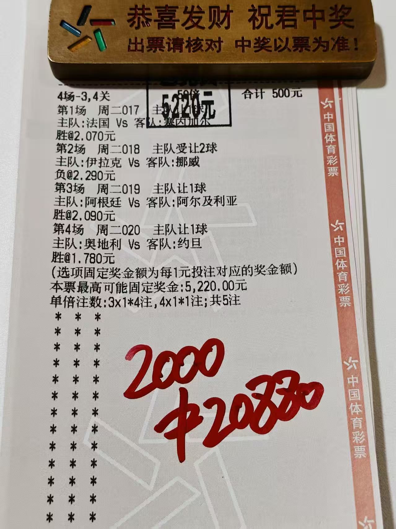 美滋滋  2000直接拿下2个 稳如老狗每日足球推荐世界杯