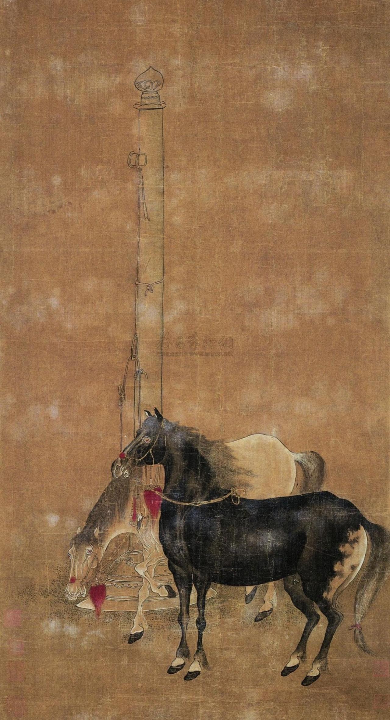 流失的5件画作之一的《双马图》，

前前后后也被拍卖了5次，

在嘉德曾经拍出了