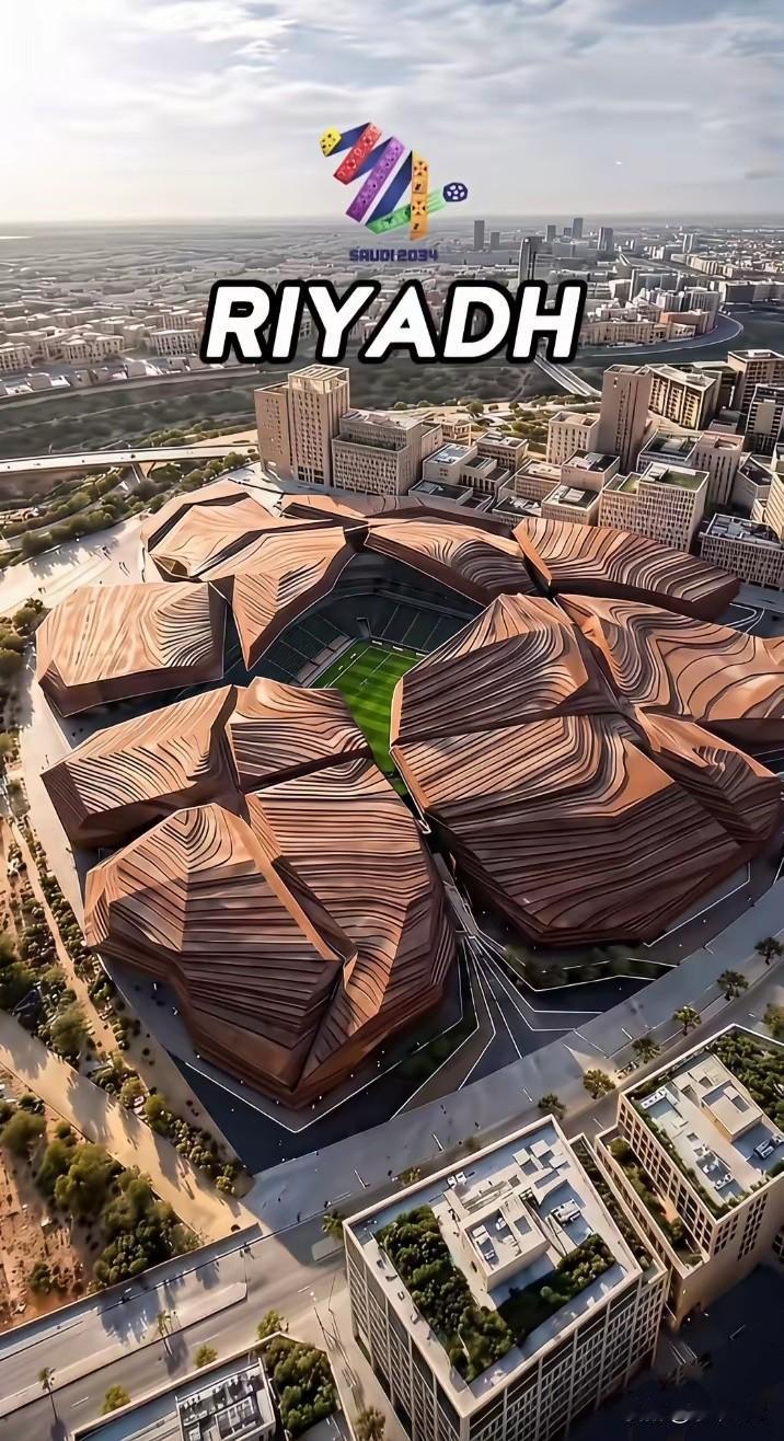 2034沙特世界杯足球场相继亮相，图一为国王萨勒曼国际体育场，该体育场将成为沙特