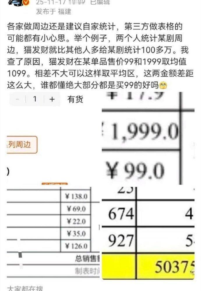 我也吃懂猫发财的瓜了，是因为她统计水龙吟周边超过了赴山海，水龙吟一个周边手链，有