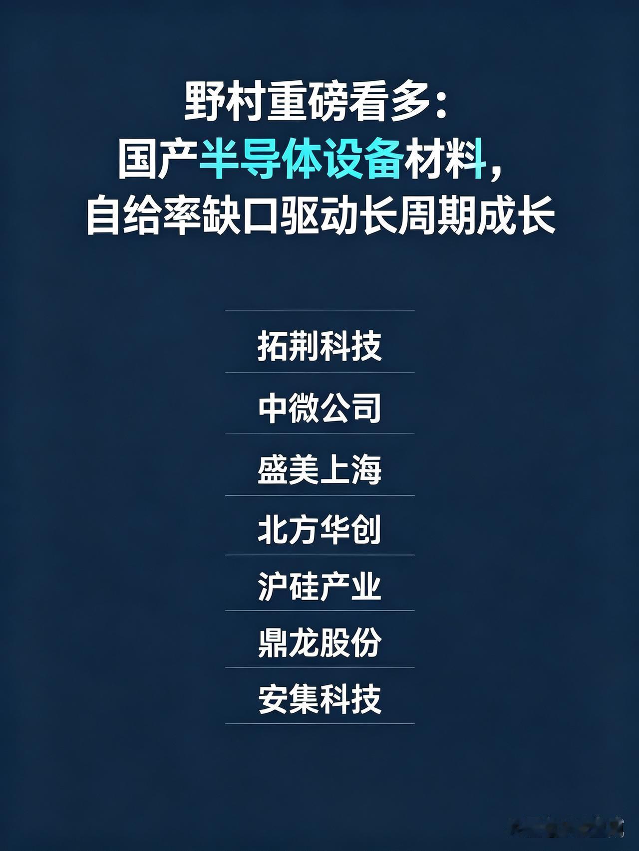野村重磅看多：国产半导体设备材料，自给率缺口驱动长周期成长
 
野村2026年1