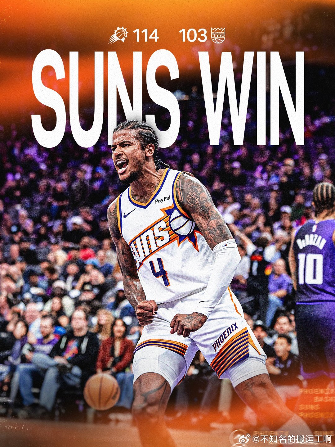 菲尼克斯太阳杰伦格林JG4 太阳官媒赛后：这是一场漂亮的团队胜利！ 