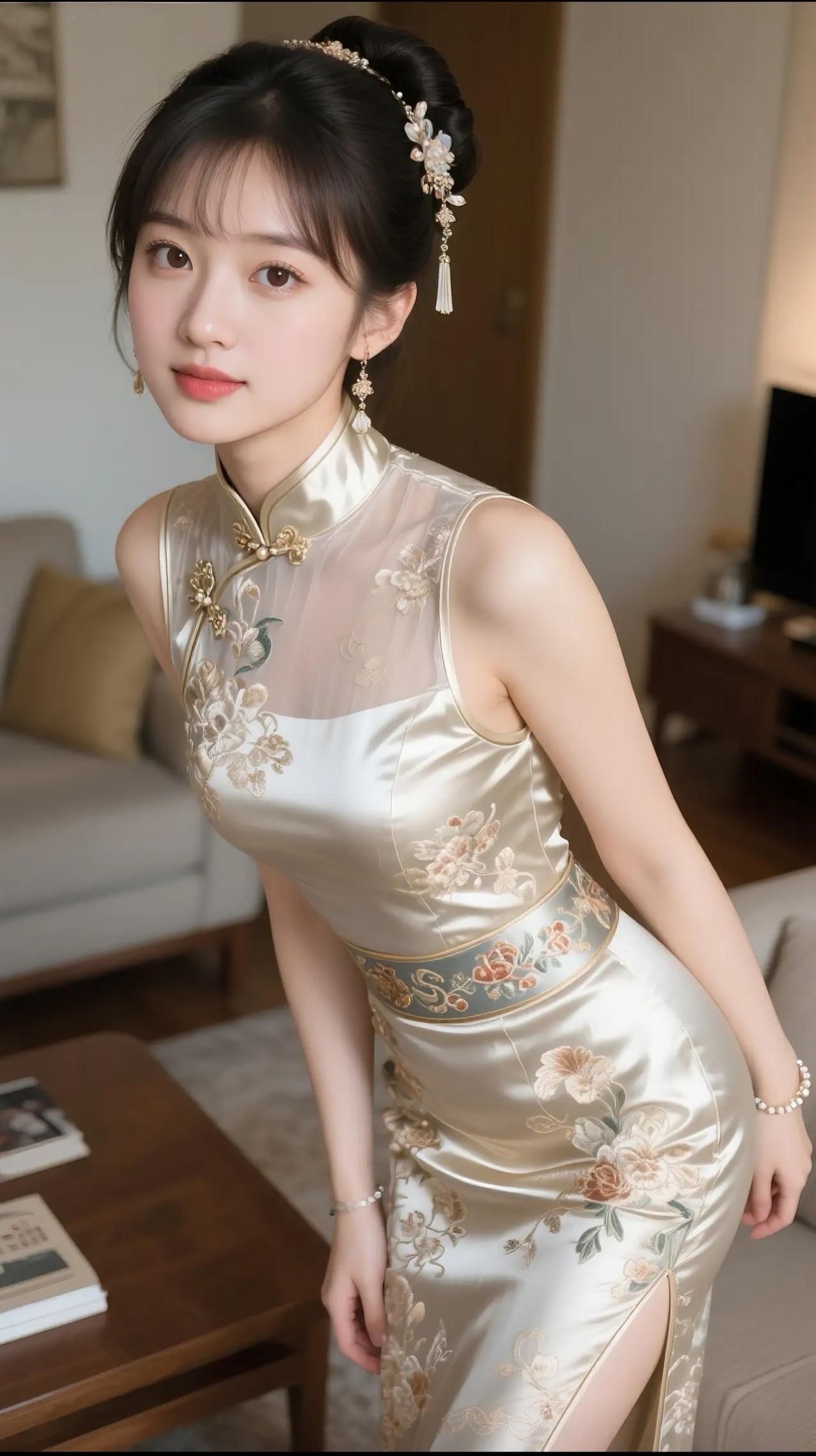 要搭配旗袍展现优雅气质，可以从以下几个方面入手：
1. 服装本身的选择

- 款