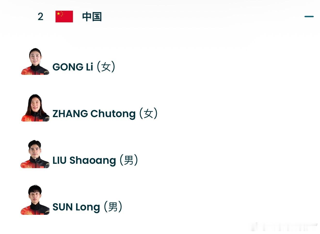 中国队决赛名单公俐 张楚桐 刘少昂 孙龙全民聊冬奥