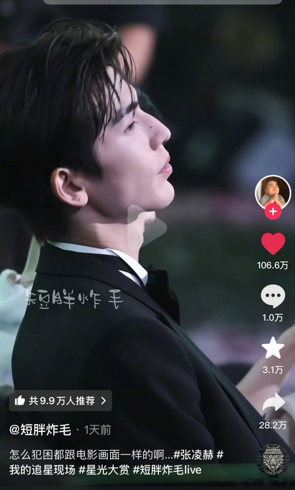 张凌赫 星光大赏视频🫘破百万赞！这就是来自宙草的权威吗？ 