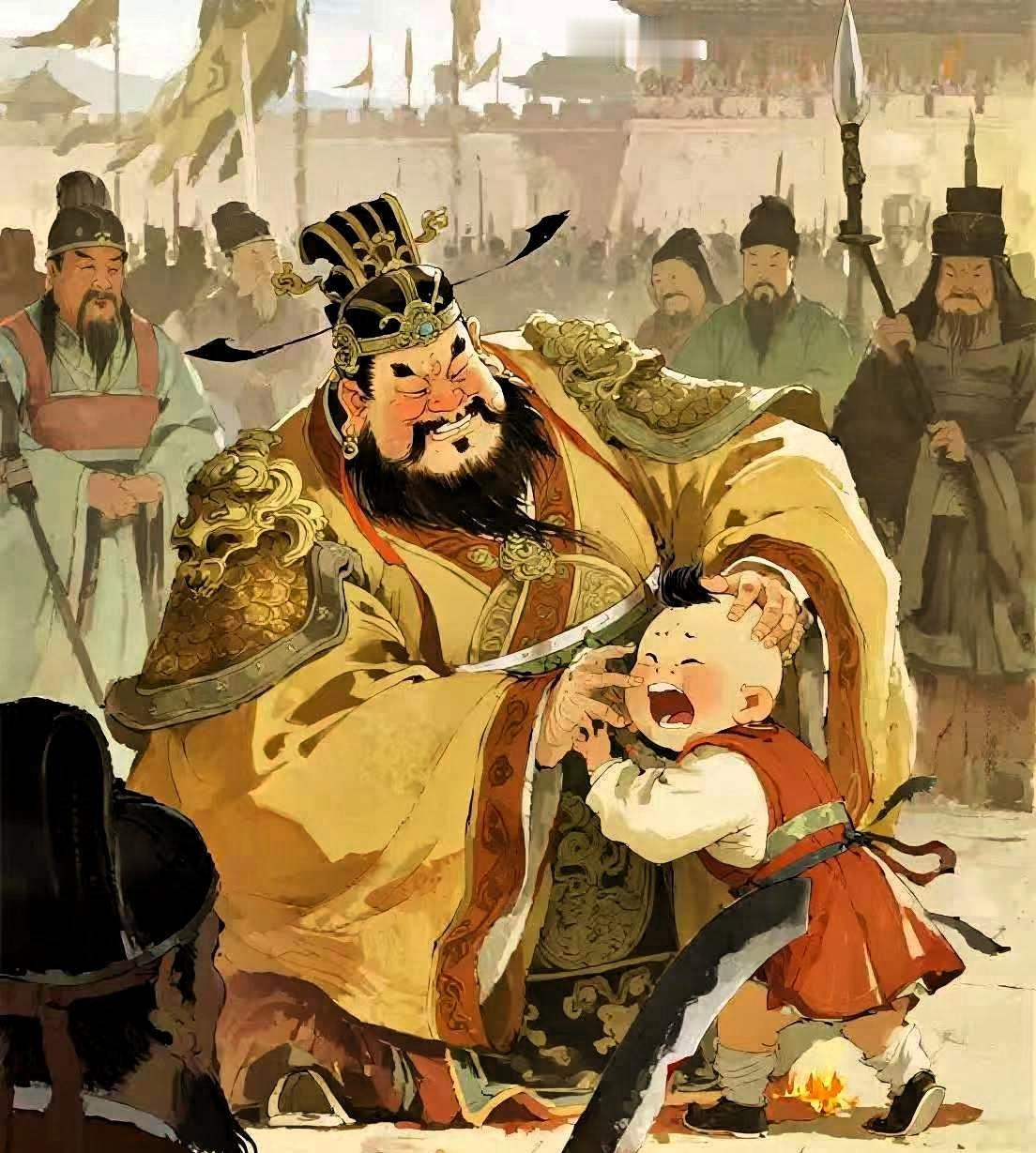 348年，石虎将亲生儿子石宣当众活剐，却还不解气，又将他挖掉眼睛，砍断四肢，活活