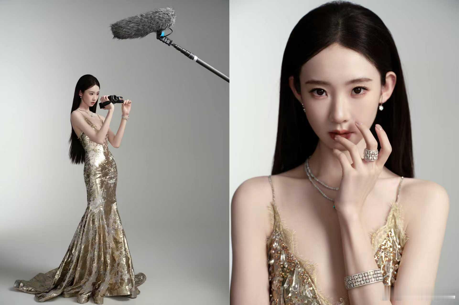 张艺凡鎏金吊带礼裙张艺凡北京国际电影节造型  张艺凡北京国际电影节造型鎏金吊带礼