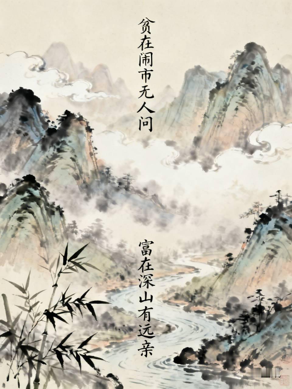 下联：富在深山有远亲。