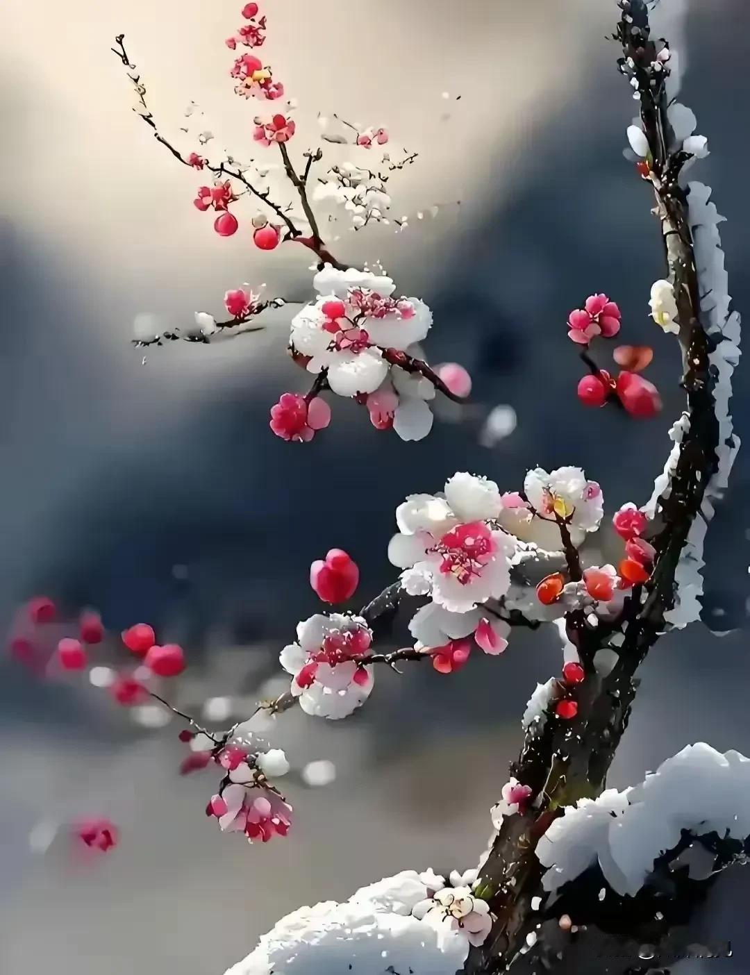 雪花映红梅，春意渐浓时！
#梅花傲雪放##坚韧不拔#