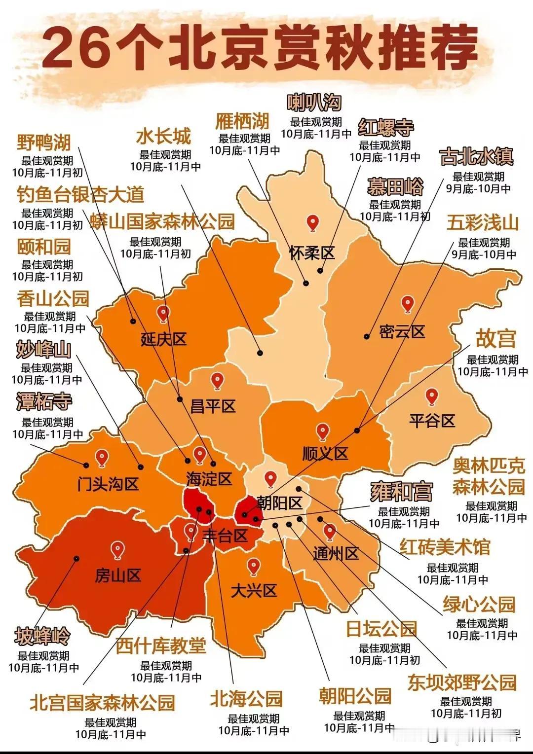 北京赏秋地图。#深秋看北京# #拾起北京的秋天# #赏秋地图#