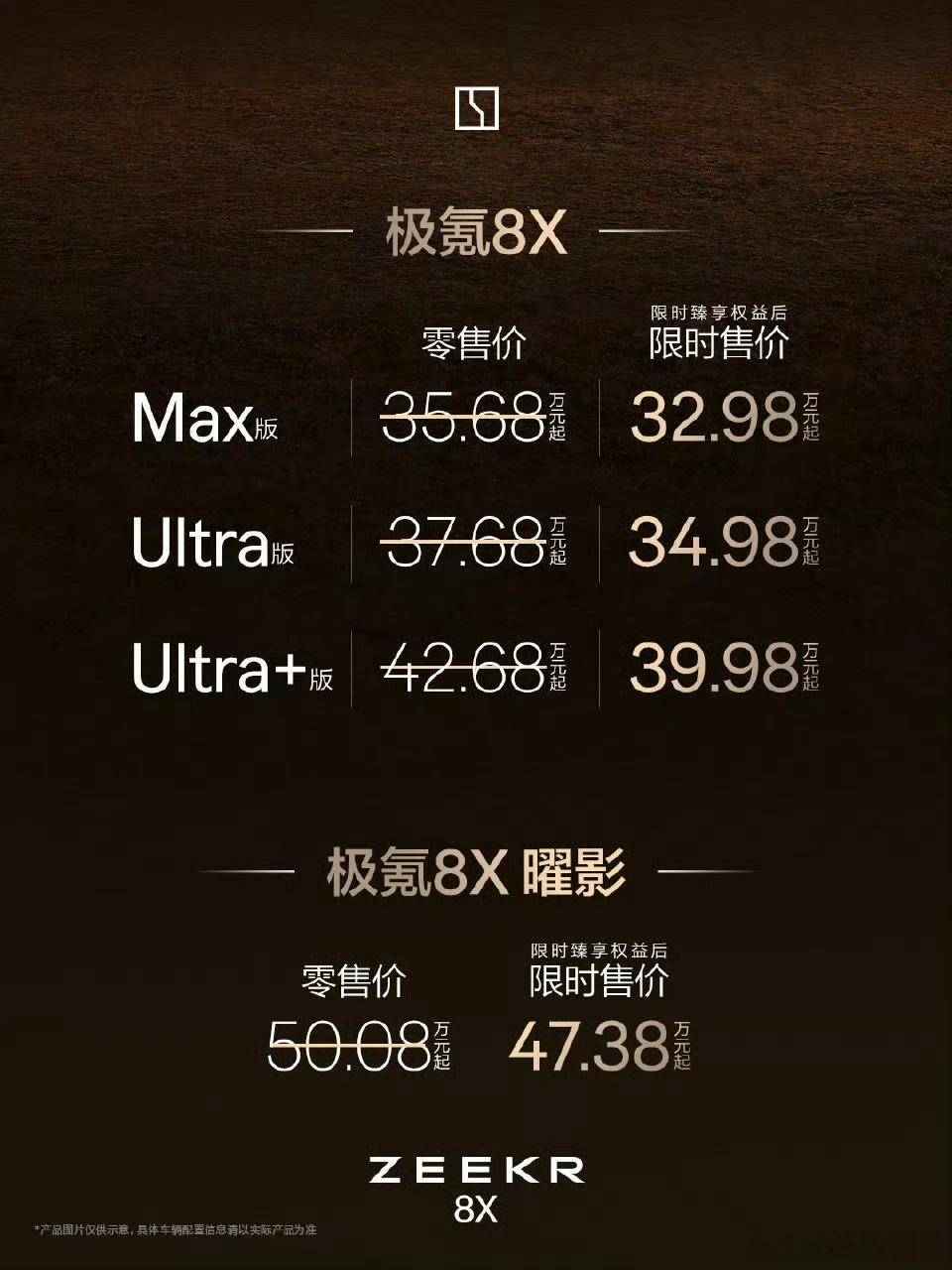 极氪8X上市限时售价32.98万元起极氪这么狠呢！比预售价-5W 