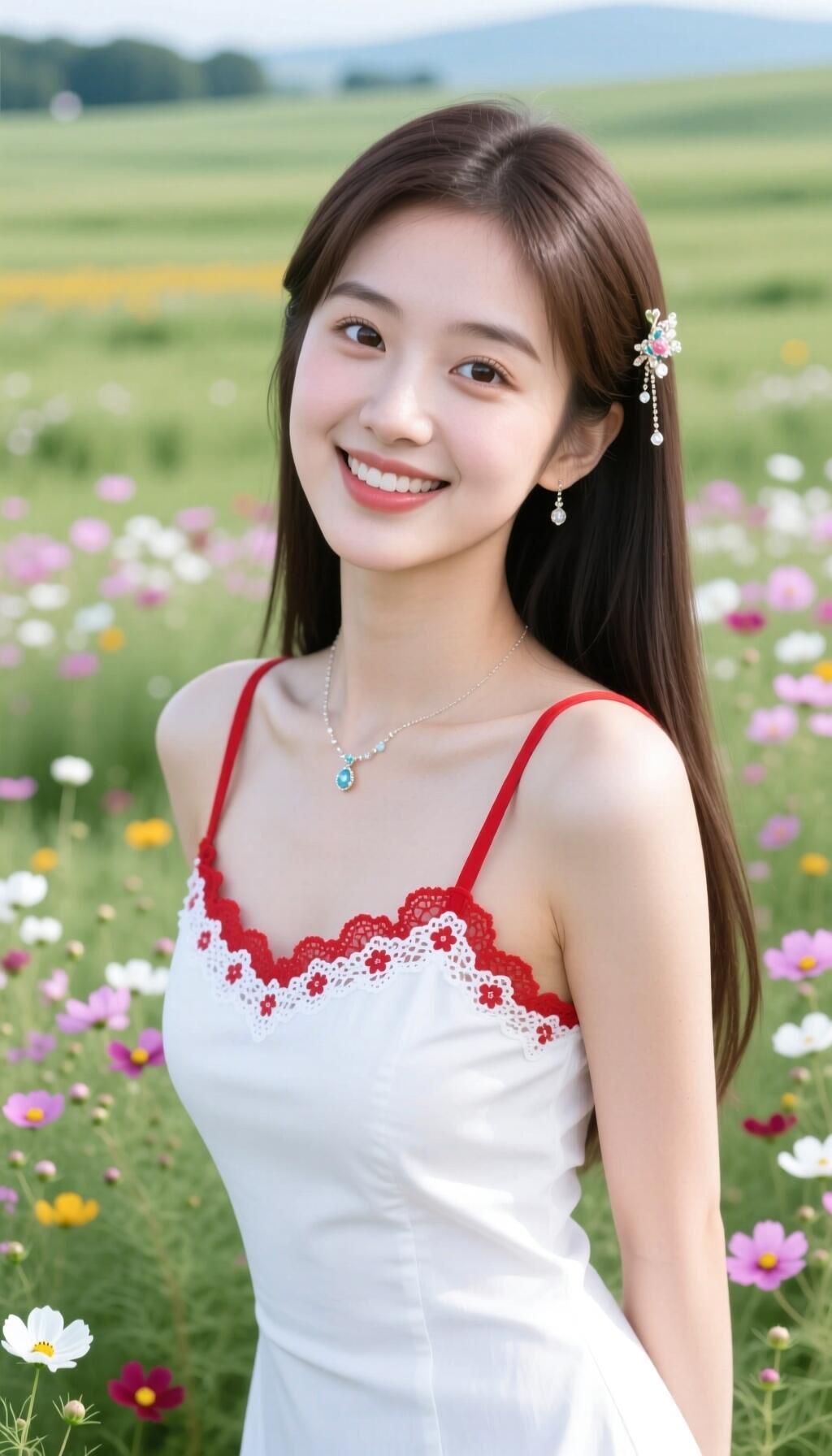 在花海中微笑，绽放你的美丽！🌸😊