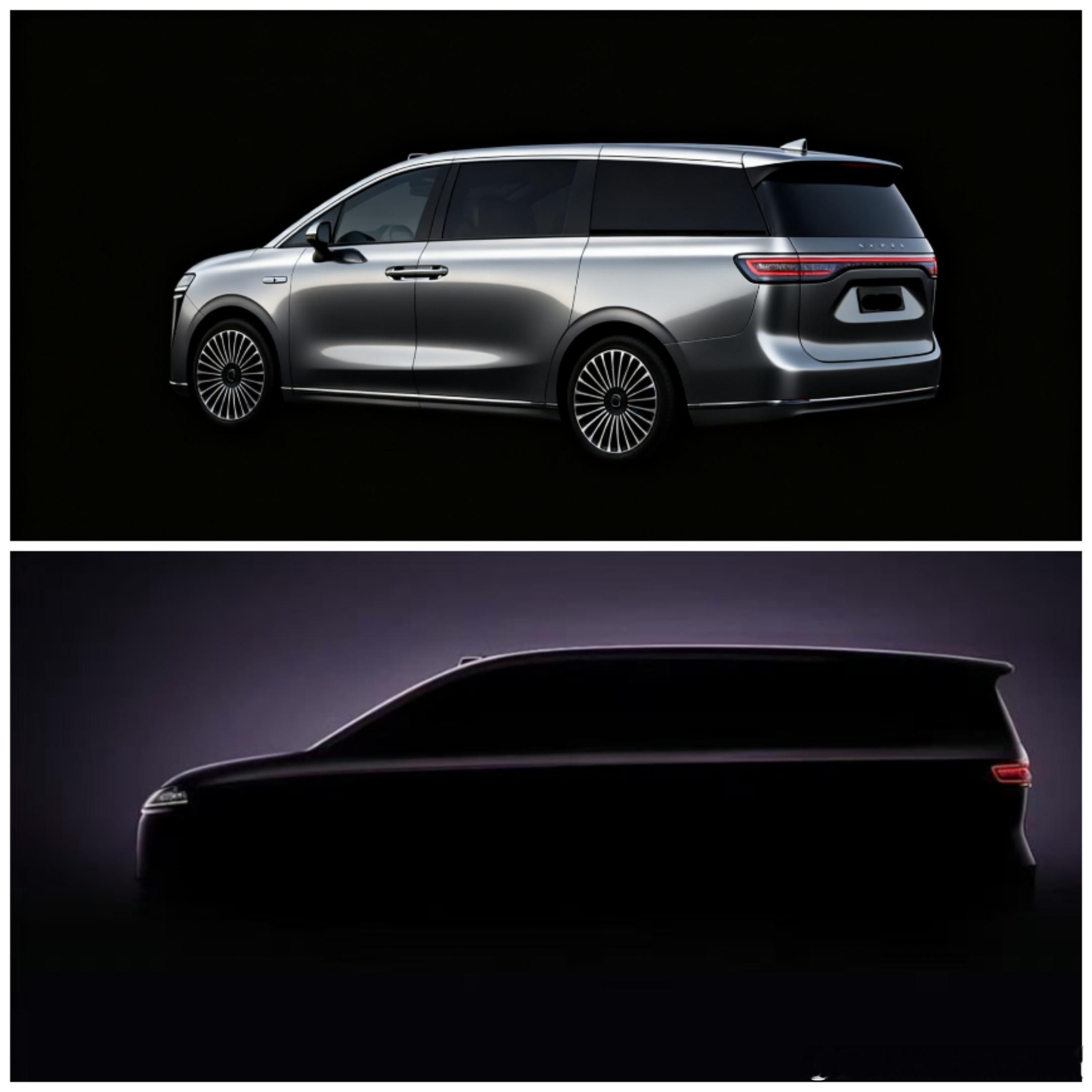 我让AI结合发布会的剪影图，帮我画了一个智界MPV的猜想，车尾感觉差不多了，但是