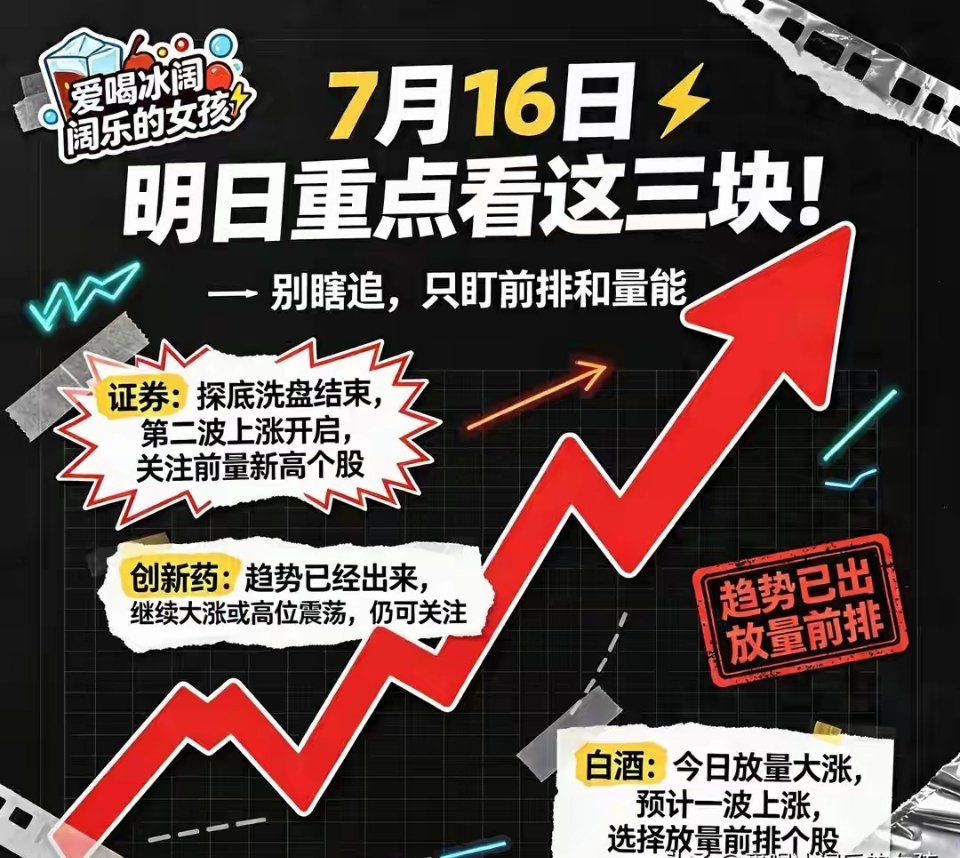 7.16明日三大暴涨主线已定！资金高低切换，吃肉方向明确今日收盘盘面信号彻底明朗