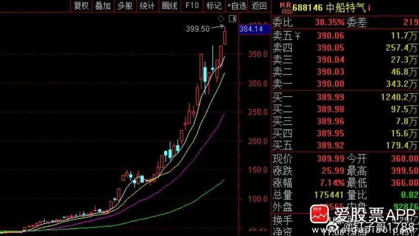 今年最牛的股票中船特气停牌了，年内涨幅近10倍。总市值2000亿，但一季度只赚了