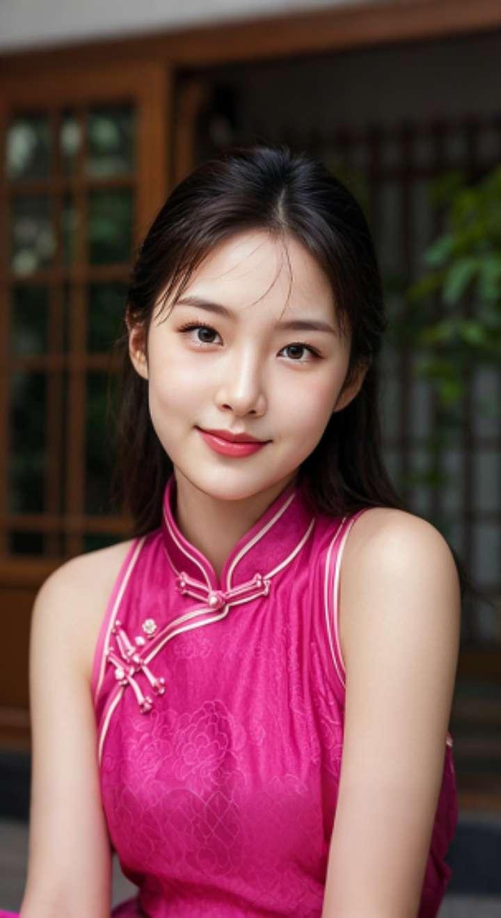 AI扩图 AI艳粉微笑