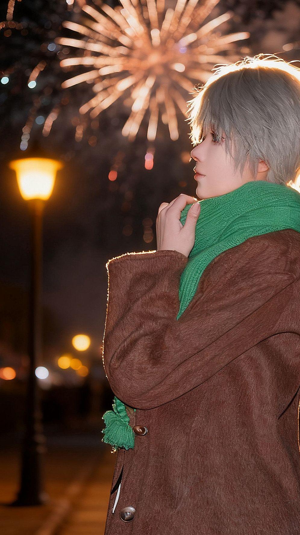 星星醒醒。这条绿围巾简直最佳拍档