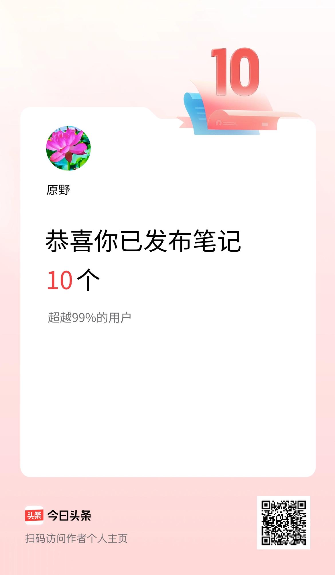 我在头条累计投稿笔记10个
