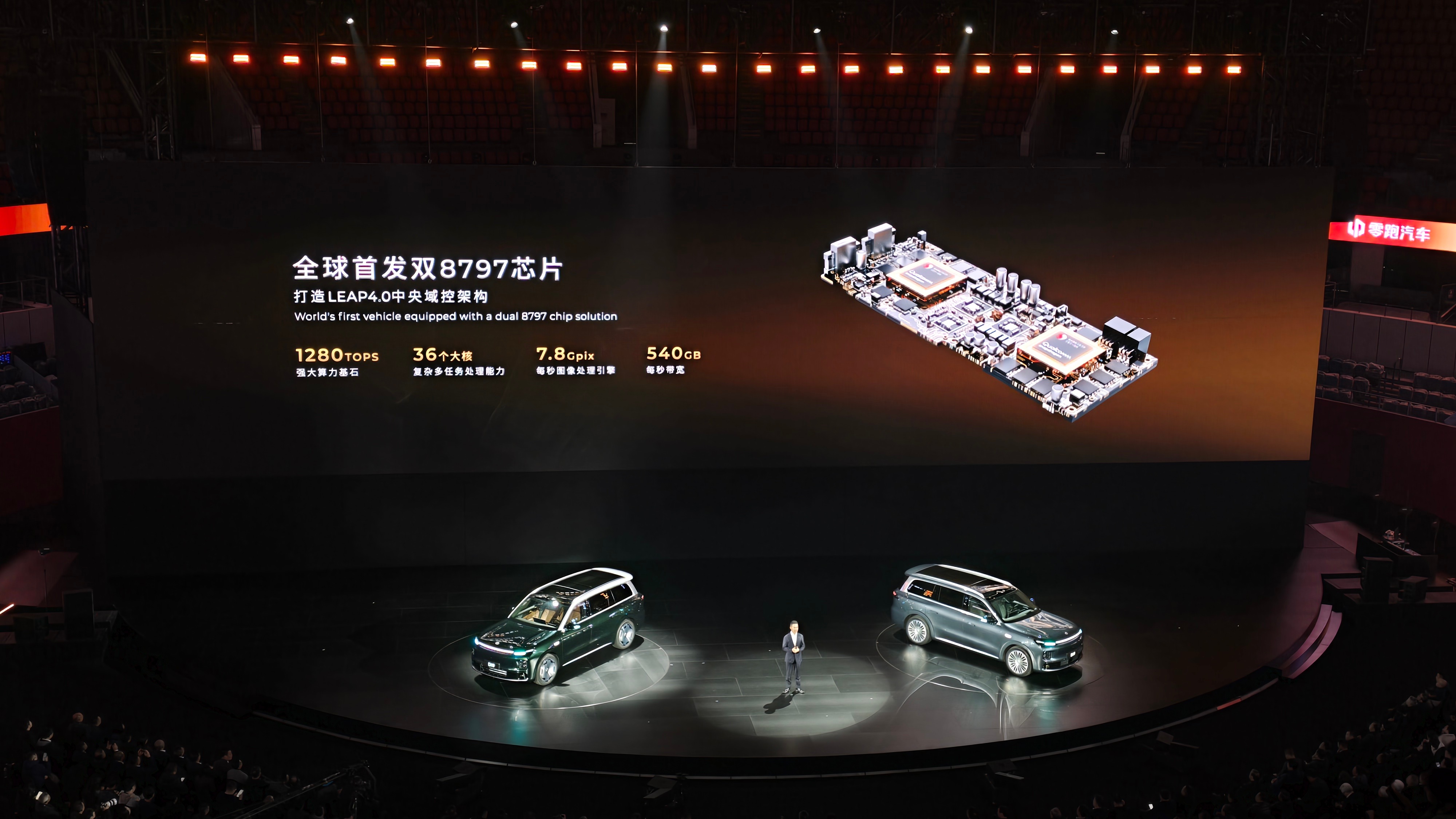 零跑 D19 上用的是双 8797 芯片，车上搭载了 5 块屏幕。在端侧大模型的