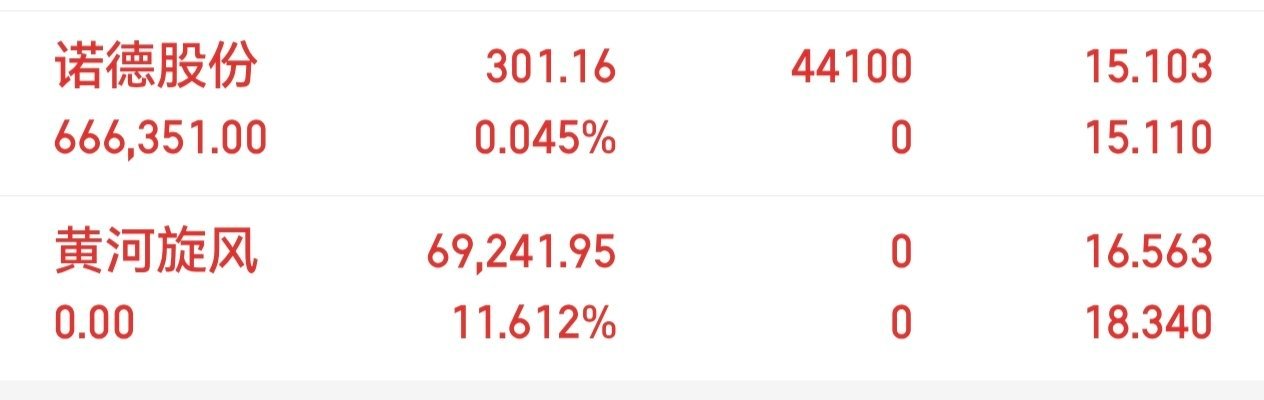黄河旋风已撤  入了诺德股份！