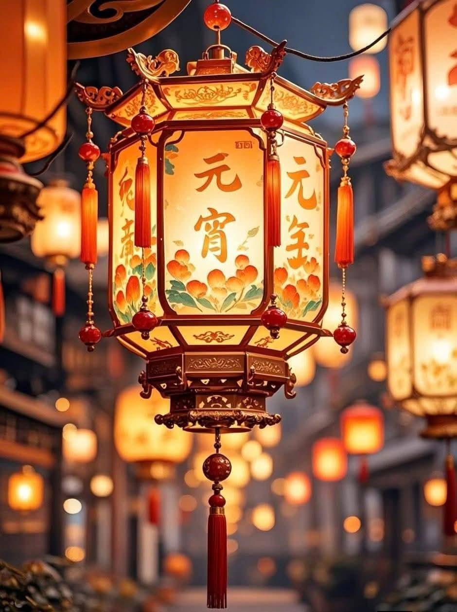 灯笼高挂，元宵佳节，万家灯火闹团圆。