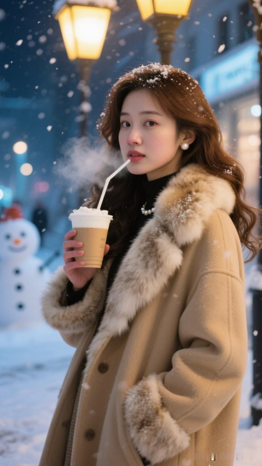 雪中饮热茶，冬日暖人心。＃生活随手拍＃ 冬日暖意，雪中漫步，暖心奶茶相伴。