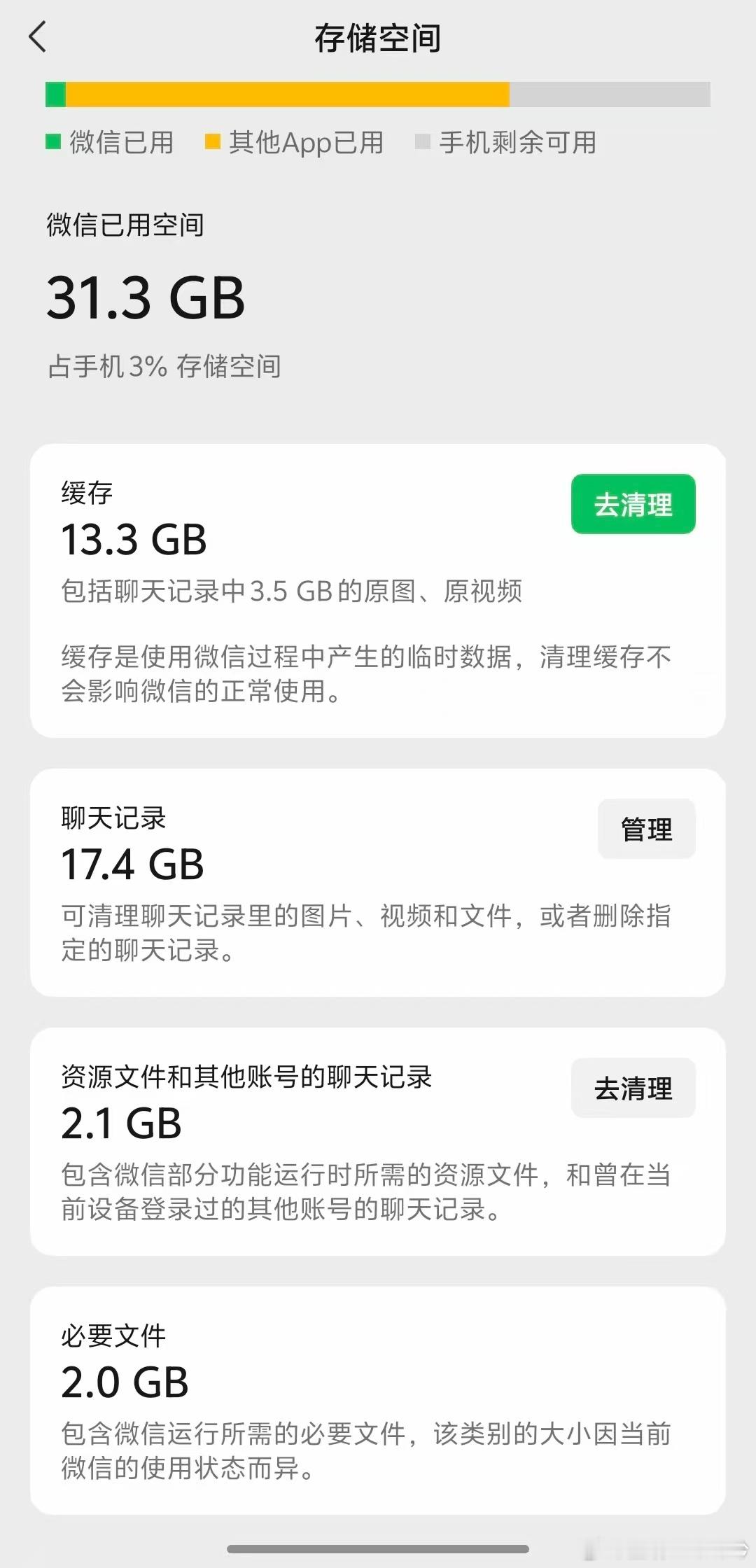 微信存储一下就少了10G 2TB存储真挺有必要的，正在用1T的手机，只剩300G