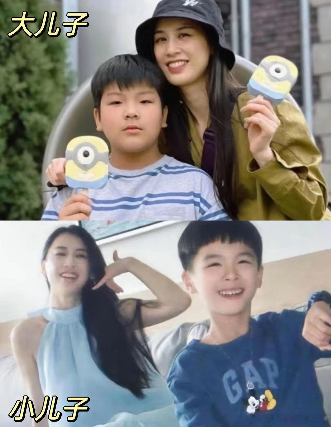 黄圣依小儿子颜值可以，也是继承妈妈了。 