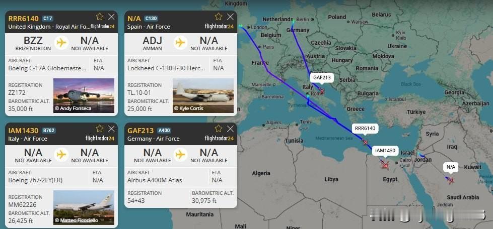 🇬🇧🇪🇸🇮🇹🇩🇪🇺🇸英国、西班牙、意大利和德国的运输机也已飞