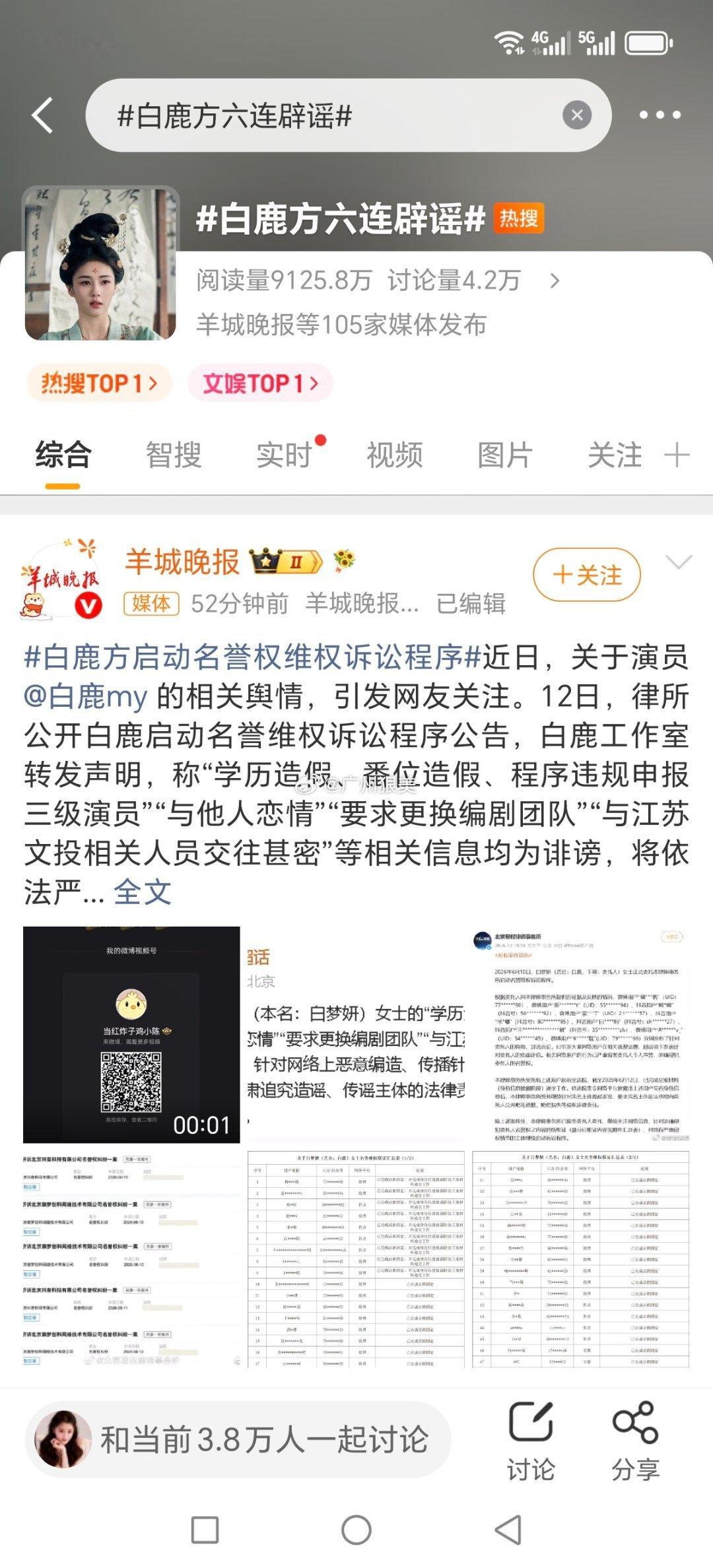 白鹿方六连辟谣白鹿方启动名誉权维权诉讼程序近日，关于演员的相关舆情，引发网友关注