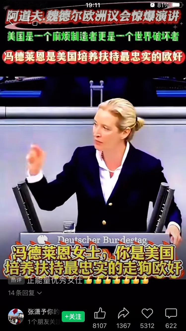 把这个美国培养出来的恶毒女人赶出欧洲！