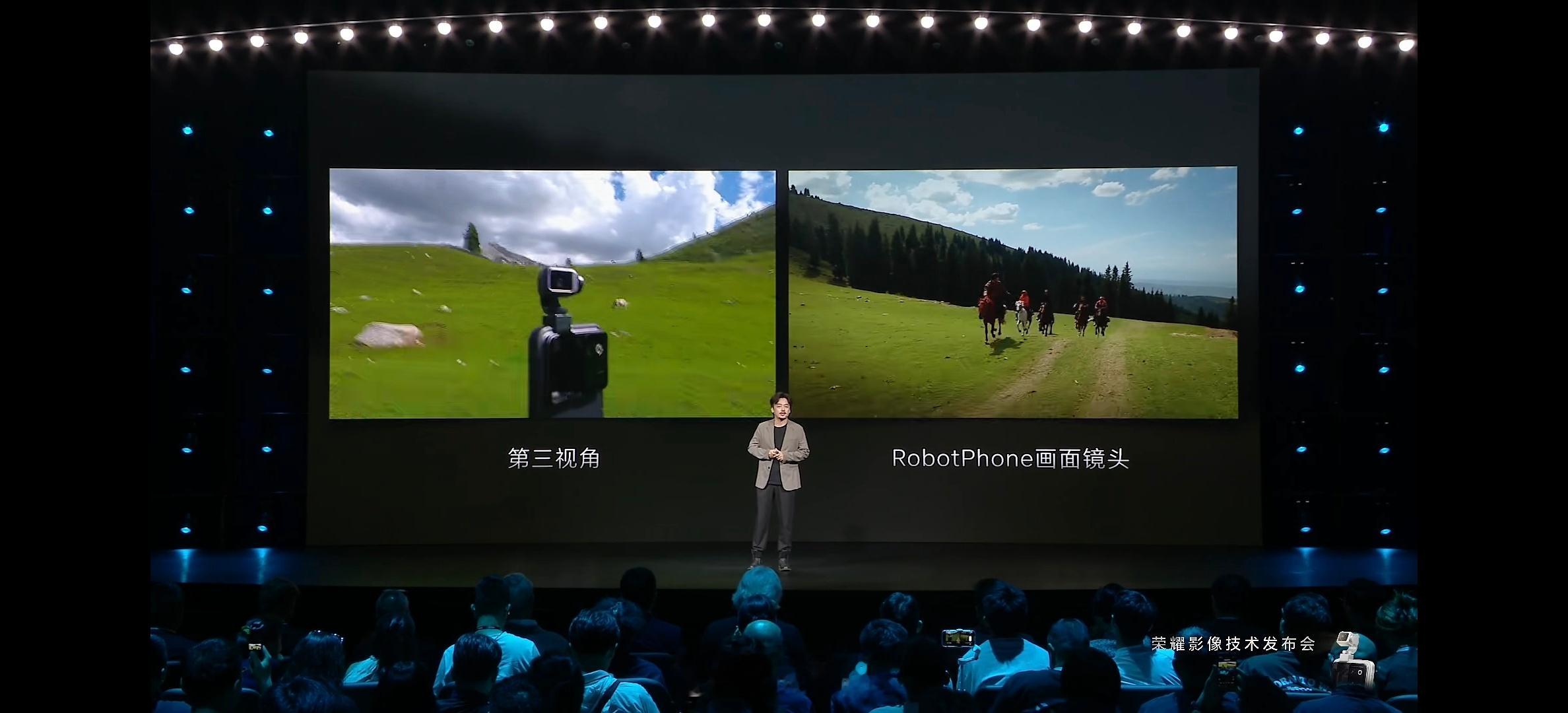 荣耀Robot Phone业界首创 荣耀钛合金灵巧云台，重量轻|体积小|够稳定。