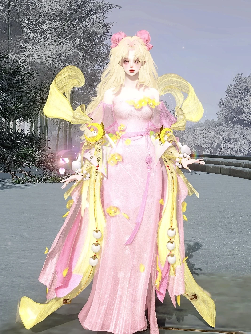 这简直就是明媚小仙女，粉黄配色好好看