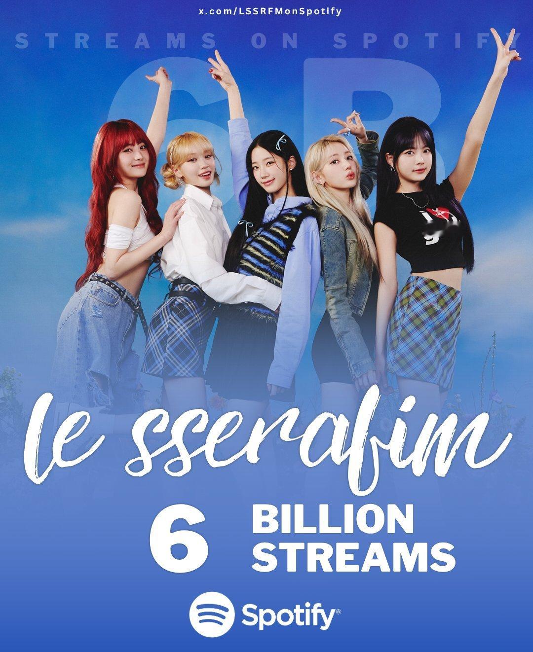 LE SSERAFIM Spotify流媒突破60亿，2026年连续五个月成为单