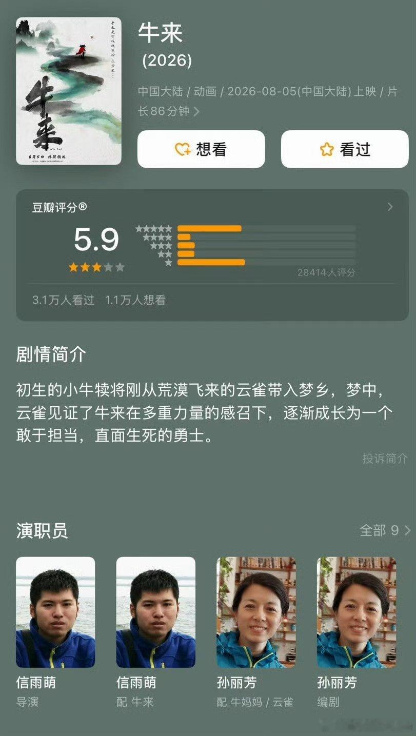 牛来豆瓣开分5.9🔻充满艺术感的V级评分。 