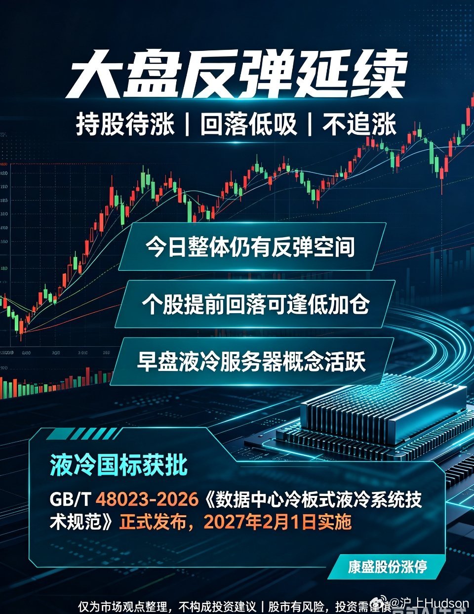 大盘复盘 液冷服务器 盘中机会从日内盘面节奏来看，A股反弹态势延续，市场整体情绪