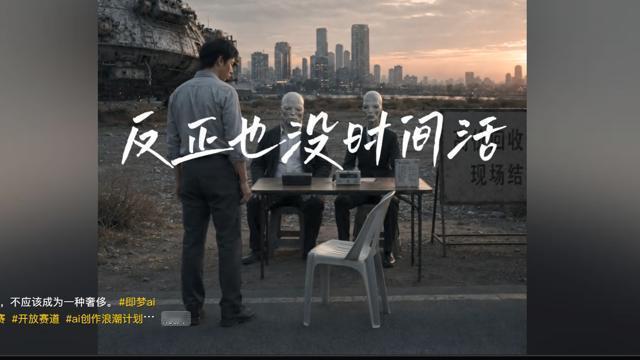 最近一部AI短片《反正也没时间活》悄然爆火，没有明星参演，没有大制作特效，却凭真