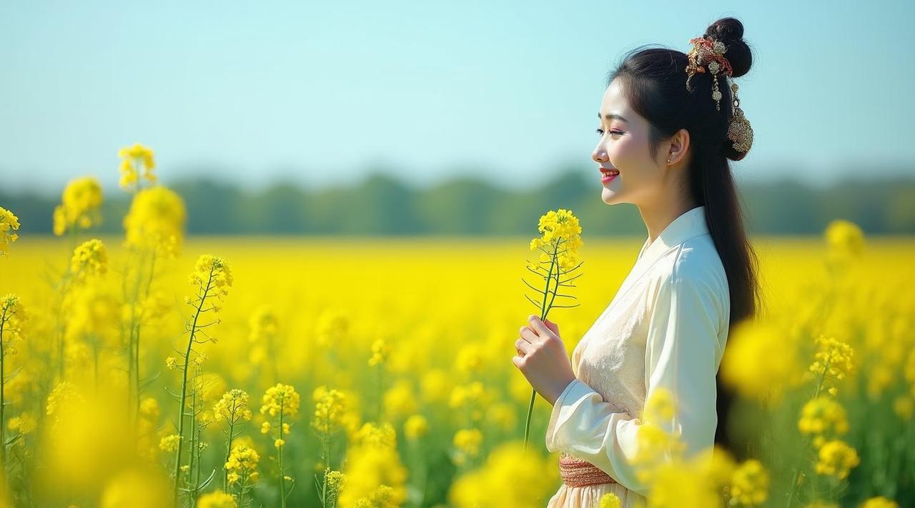 油菜花盛开之际，那景象着实令人叫绝。
举目四望，一片金黄无边无际，恰似有人不慎打