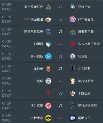 北京时间1月29日，欧冠小组赛第8轮一共18场比赛同时开球，前八球队可以直接锁定