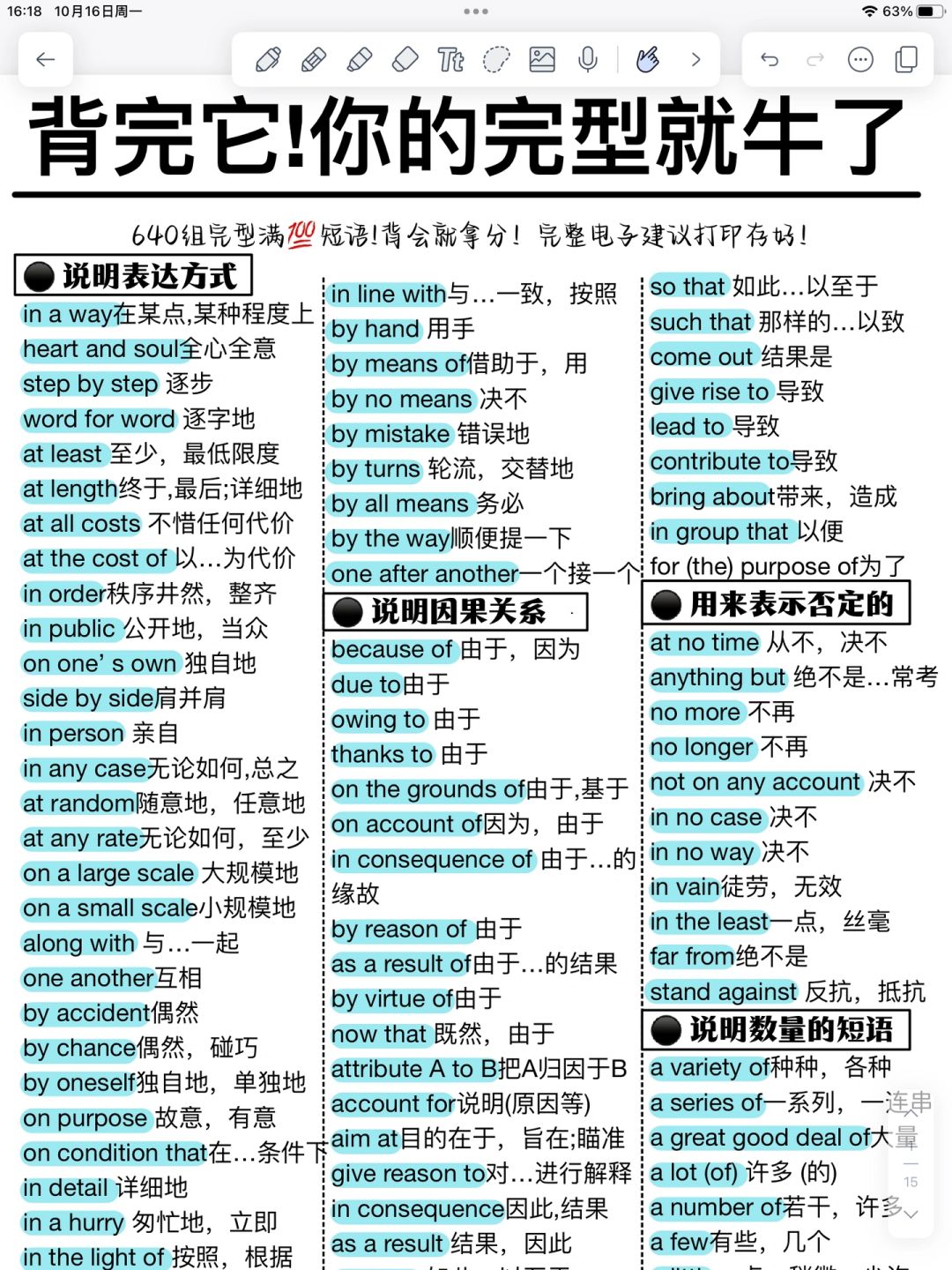初高中英语完型！背这一篇就够了！狠狠提分！