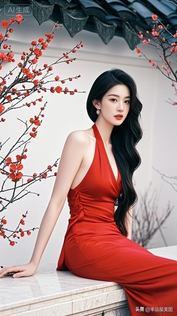 优雅红裙，惊艳绽放！🌸💃